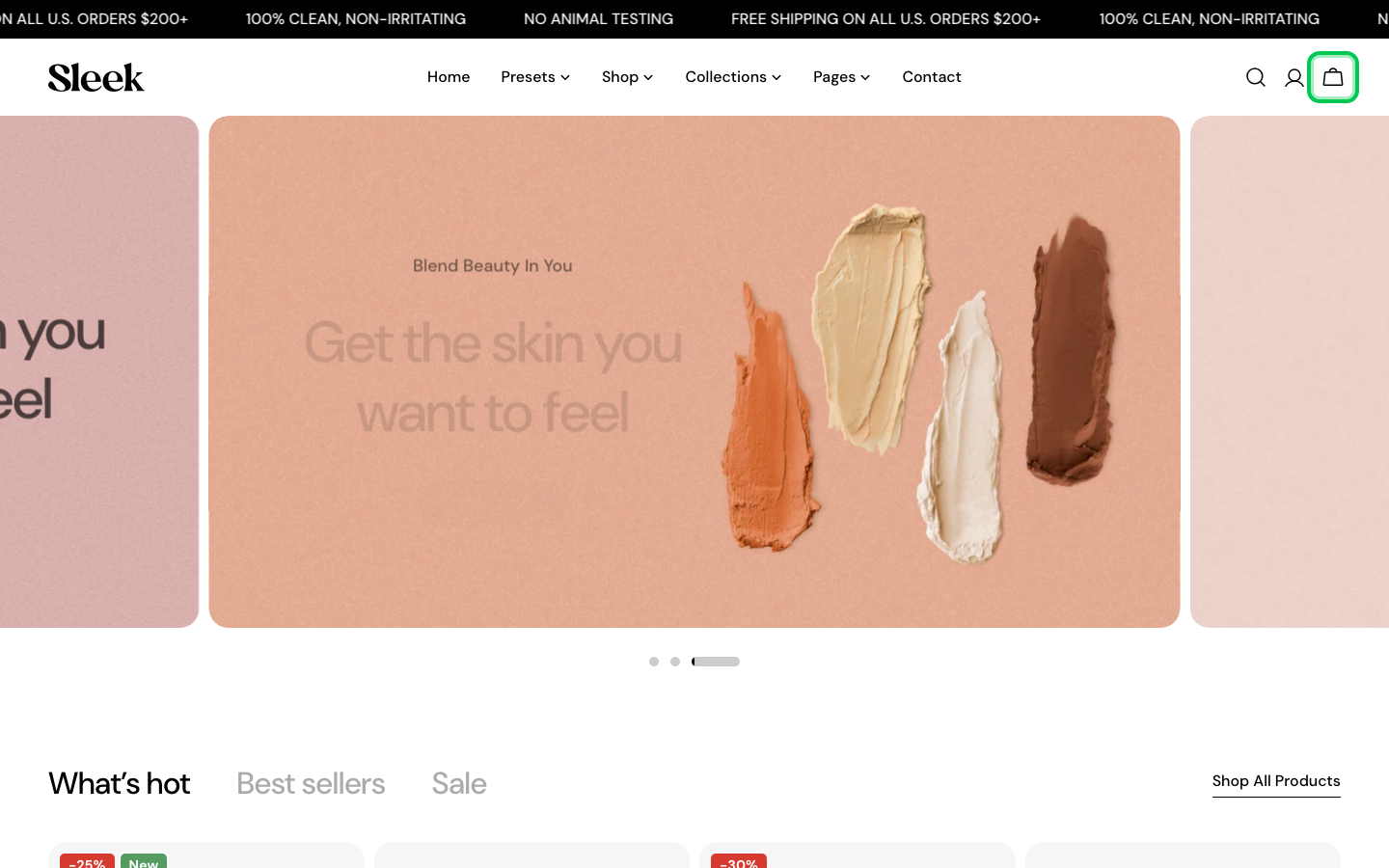 Cart → panel opened — Navi+ on the Sleek Shopify theme Cart → panel opened — Navi+ on the Sleek Shopify theme
