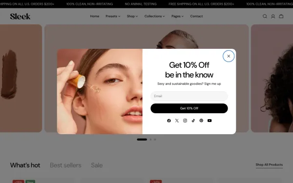 Navi+ menus on the Sleek Shopify theme — desktop preview