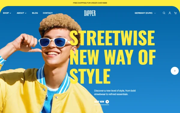 Full-page desktop screenshot of Shopify Snazzy theme demo store