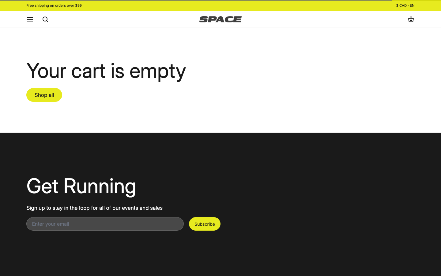 Cart → panel opened — Navi+ on the Space Shopify theme