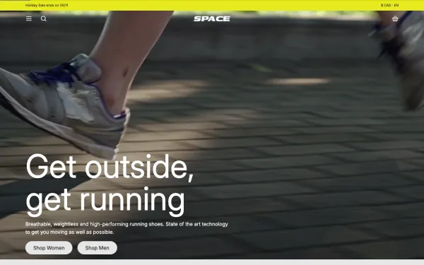 Full-page desktop screenshot of Shopify Space theme demo store