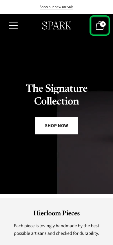 Cart → panel opened — Navi+ on the Spark Shopify theme Cart → panel opened — Navi+ on the Spark Shopify theme