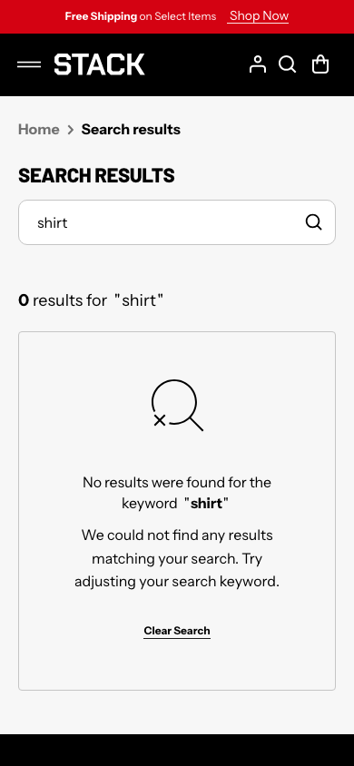 Search → panel opened — Navi+ on the Stack Shopify theme Search → panel opened — Navi+ on the Stack Shopify theme