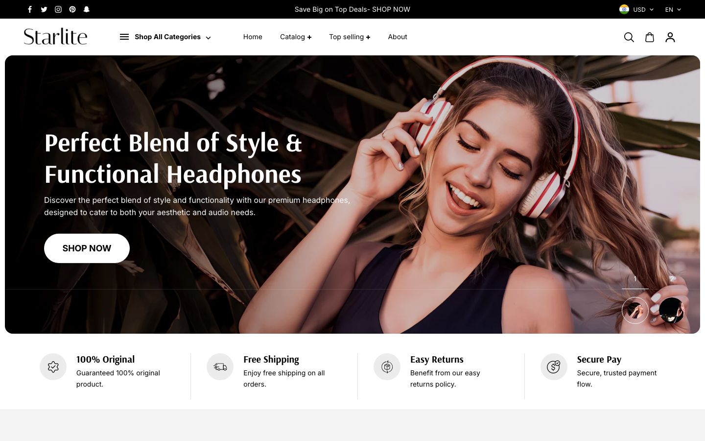 Icon before logo — Navi+ on the Starlite Shopify theme