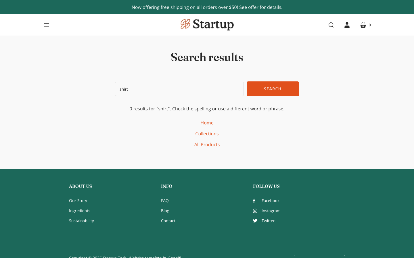 Search → panel opened — Navi+ on the Startup Shopify theme Search → panel opened — Navi+ on the Startup Shopify theme