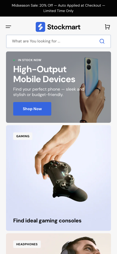 Search → panel opened — Navi+ on the Stockmart Shopify theme Search → panel opened — Navi+ on the Stockmart Shopify theme