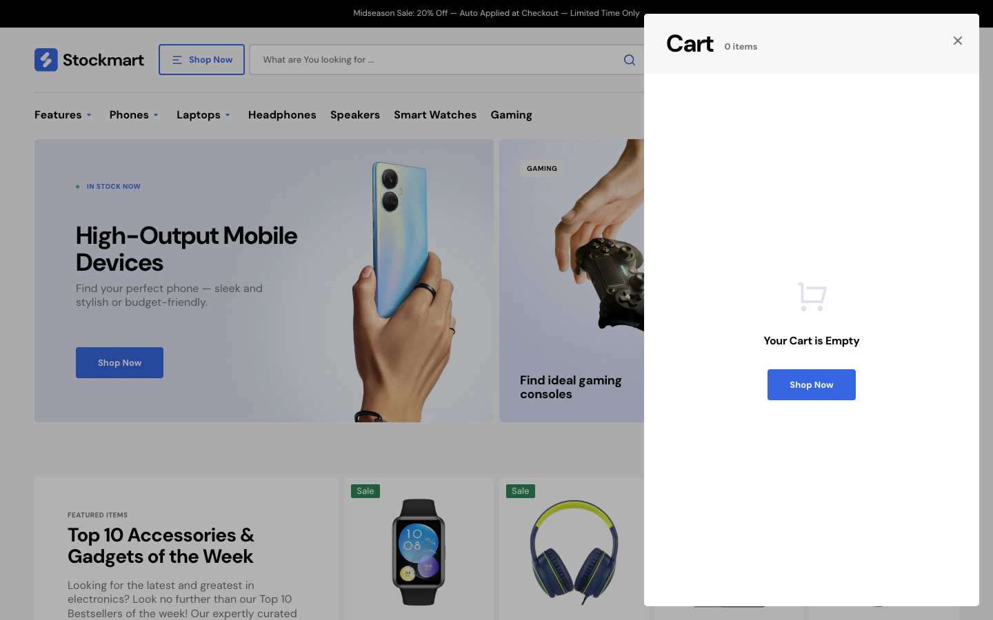 Cart → panel opened — Navi+ on the Stockmart Shopify theme Cart → panel opened — Navi+ on the Stockmart Shopify theme