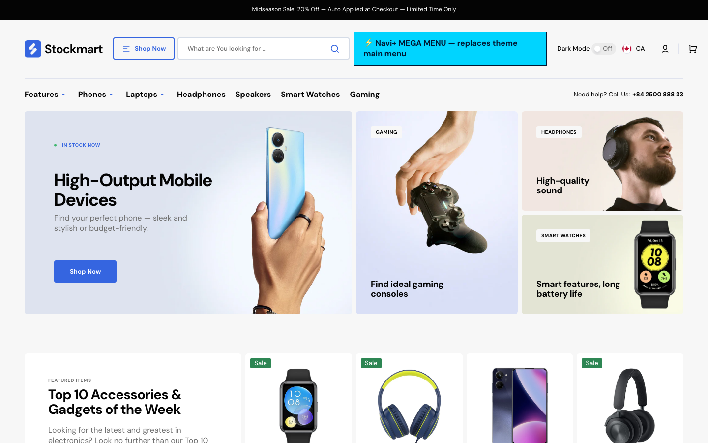 Replace main menu — Navi+ on the Stockmart Shopify theme Replace main menu — Navi+ on the Stockmart Shopify theme