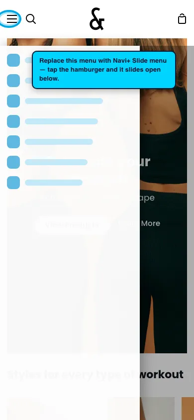 Navi+ Slide Menu on the Story Shopify theme