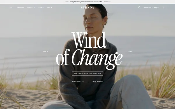 Full-page desktop screenshot of Shopify Strada theme demo store