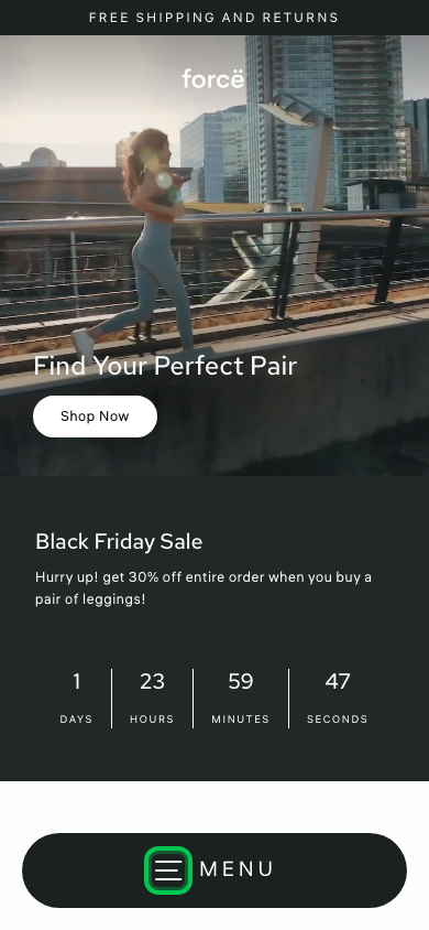 Hamburger → panel opened — Navi+ on the Streamline Shopify theme Hamburger → panel opened — Navi+ on the Streamline Shopify theme