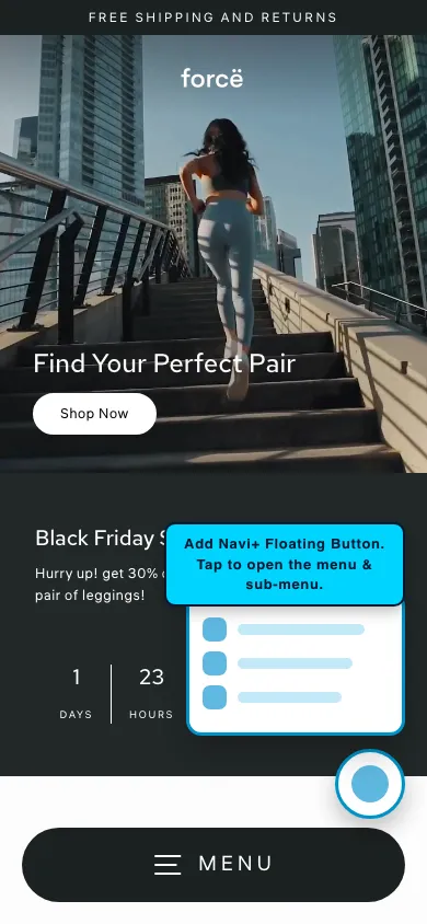 Navi+ FAB on the Streamline Shopify theme