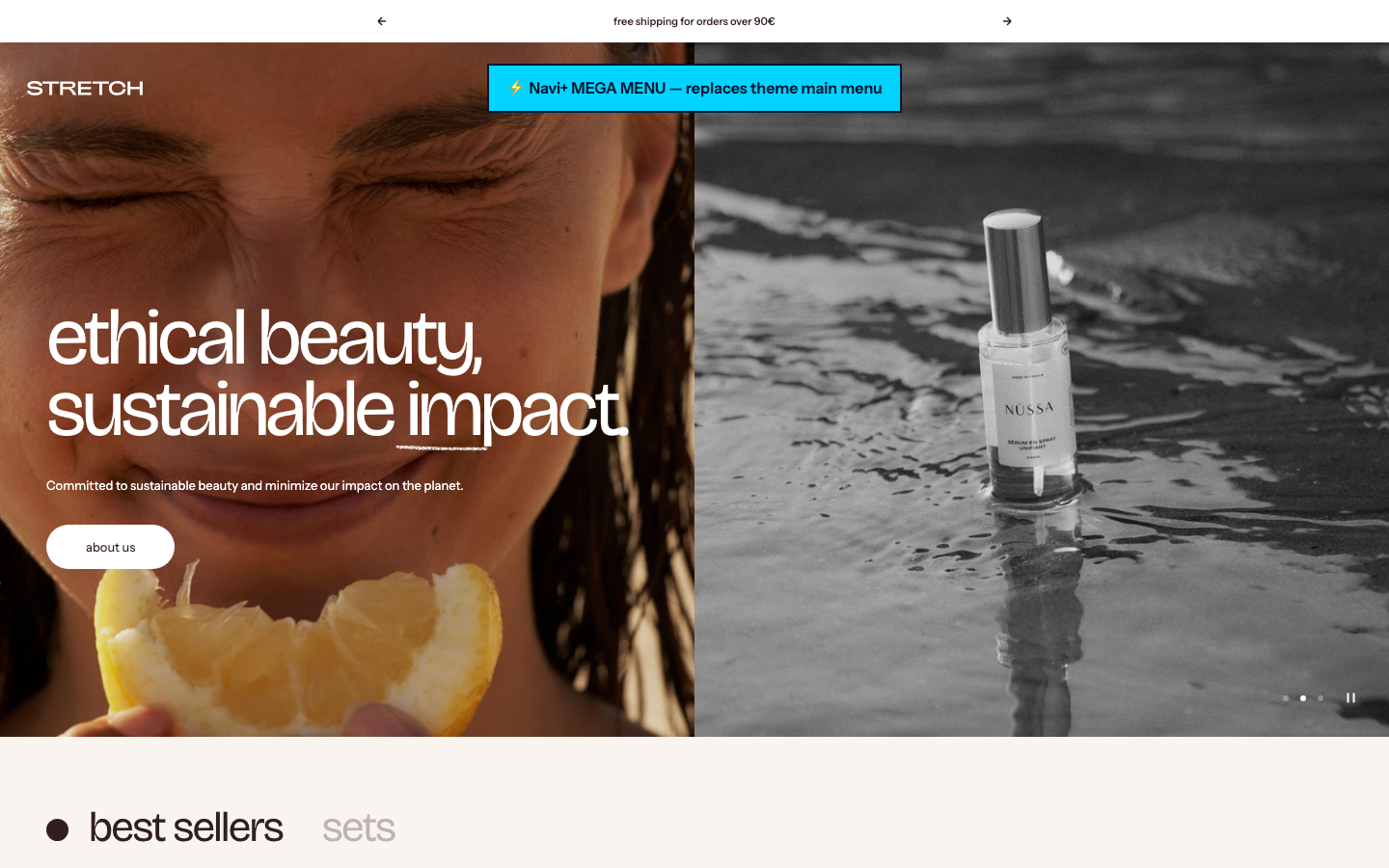 Replace main menu — Navi+ on the Stretch Shopify theme Replace main menu — Navi+ on the Stretch Shopify theme