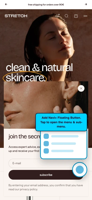 Navi+ FAB on the Stretch Shopify theme Navi+ FAB on the Stretch Shopify theme