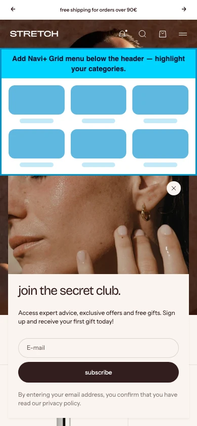 Navi+ Grid Menu on the Stretch Shopify theme Navi+ Grid Menu on the Stretch Shopify theme