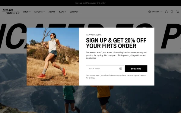 Full-page desktop screenshot of Shopify Strong theme demo store
