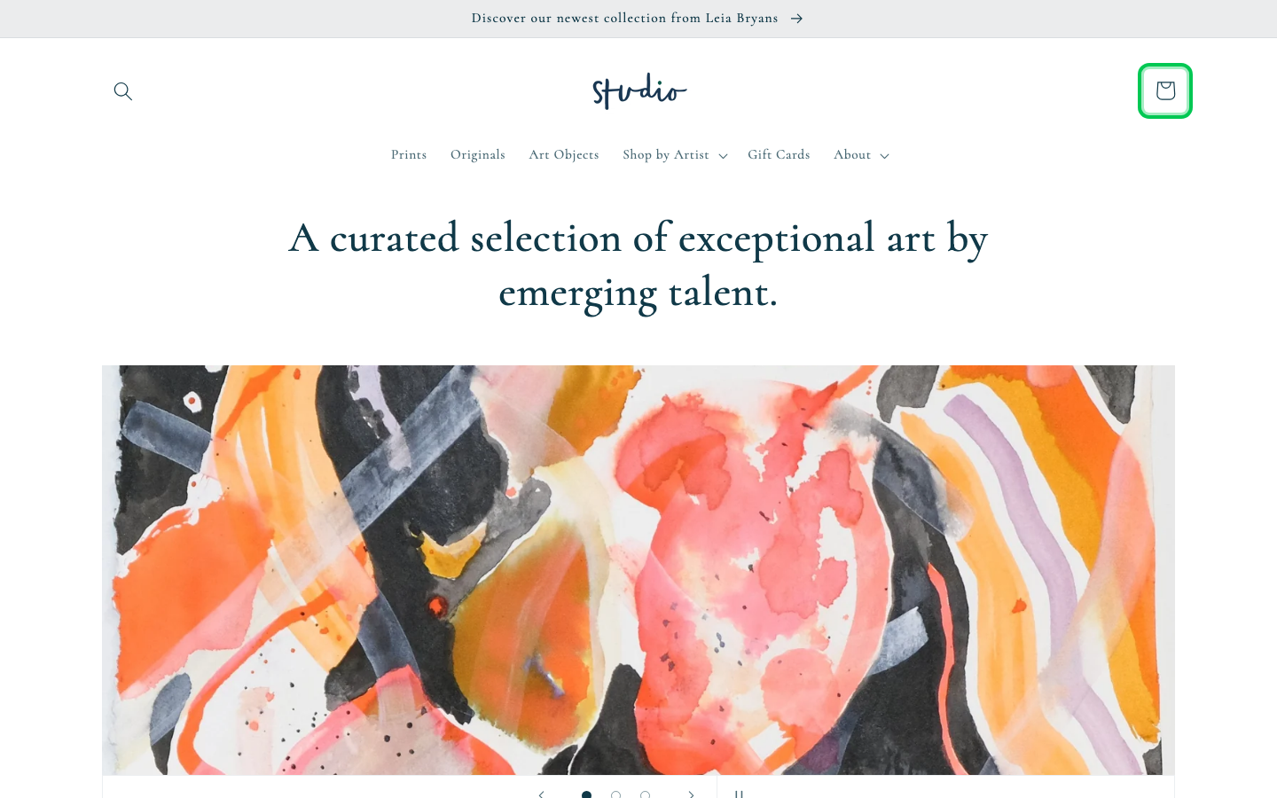 Cart → panel opened — Navi+ on the Studio Shopify theme