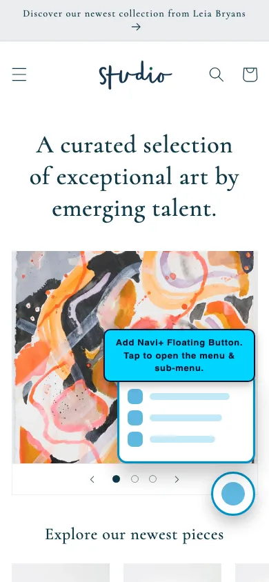 Navi+ FAB on the Studio Shopify theme Navi+ FAB on the Studio Shopify theme