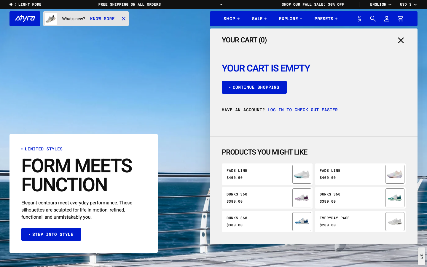Cart → panel opened — Navi+ on the Styra Shopify theme Cart → panel opened — Navi+ on the Styra Shopify theme
