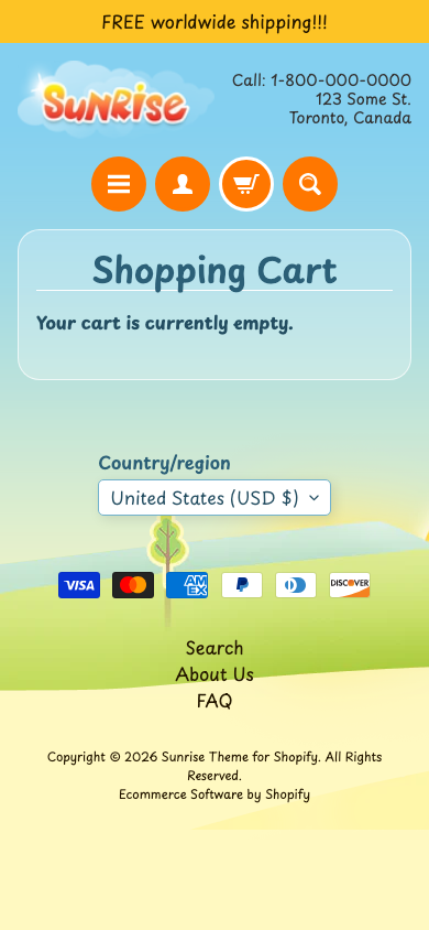Cart → panel opened — Navi+ on the Sunrise Shopify theme