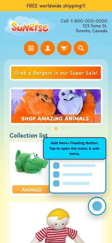 Navi+ FAB on the Sunrise Shopify theme Navi+ FAB on the Sunrise Shopify theme