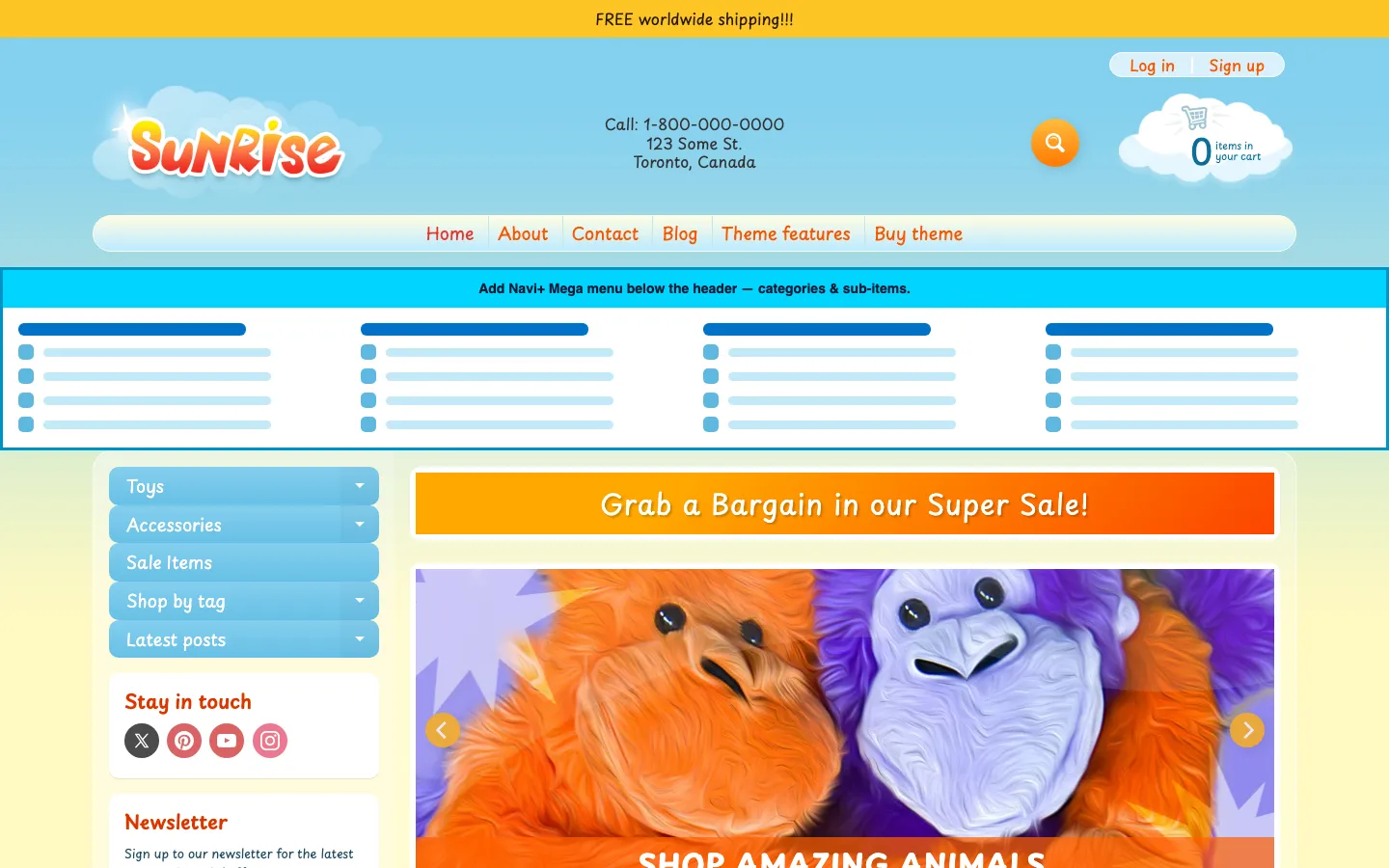 Navi+ Mega Menu inserted below the header on the Sunrise Shopify theme Navi+ Mega Menu inserted below the header on the Sunrise Shopify theme