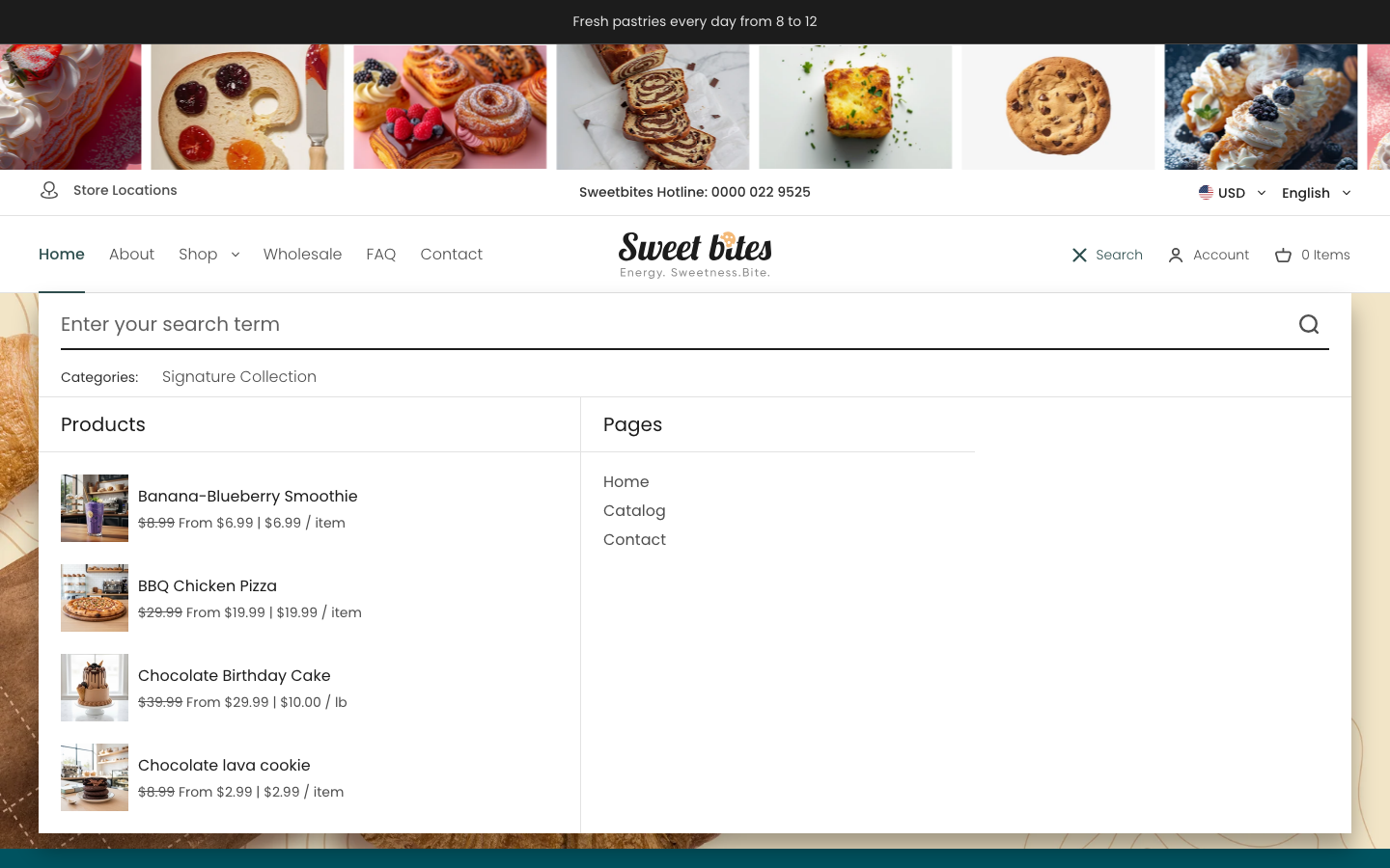 Search → panel opened — Navi+ on the Sweet Shopify theme Search → panel opened — Navi+ on the Sweet Shopify theme