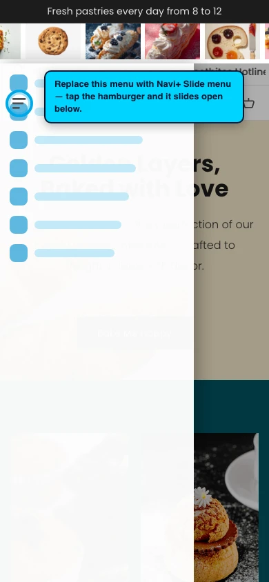 Navi+ Slide Menu on the Sweet Shopify theme Navi+ Slide Menu on the Sweet Shopify theme