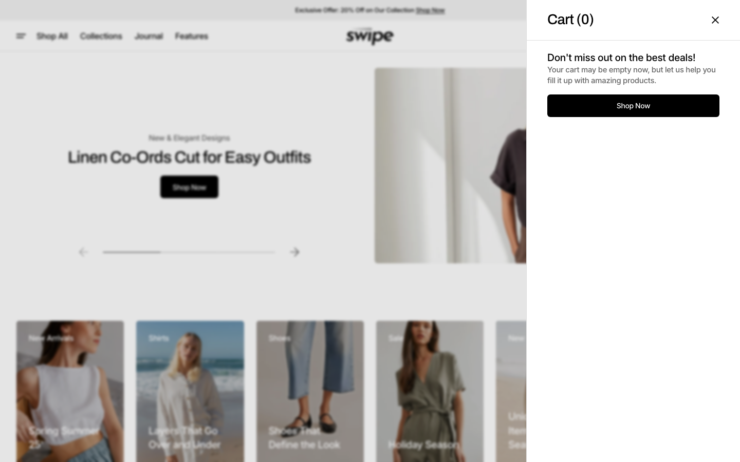 Cart → panel opened — Navi+ on the Swipe Shopify theme Cart → panel opened — Navi+ on the Swipe Shopify theme