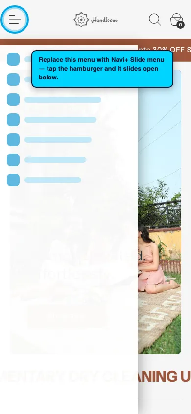 Navi+ Slide Menu on the Swiss Shopify theme Navi+ Slide Menu on the Swiss Shopify theme