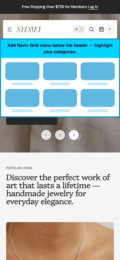 Navi+ Grid Menu on the Sydney Shopify theme Navi+ Grid Menu on the Sydney Shopify theme