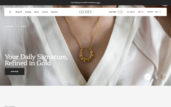 Full-page desktop screenshot of Shopify Sydney theme demo store