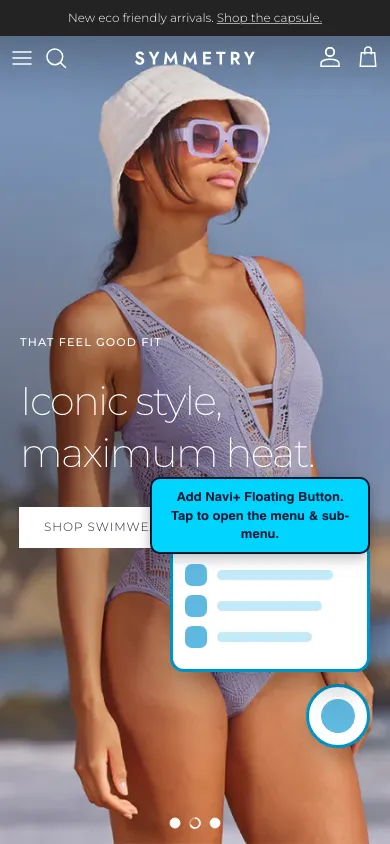 Navi+ FAB on the Symmetry Shopify theme Navi+ FAB on the Symmetry Shopify theme