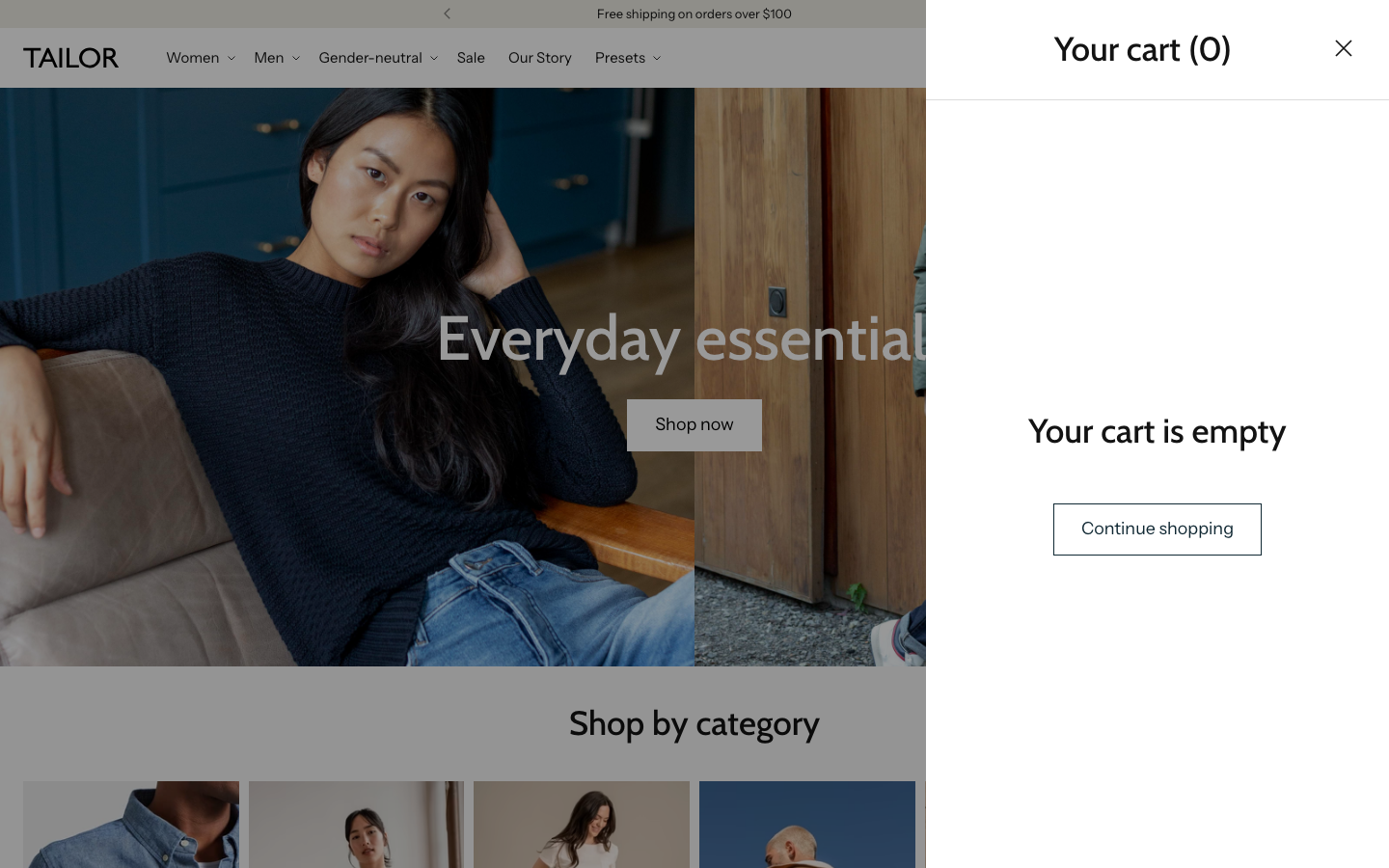 Cart → panel opened — Navi+ on the Tailor Shopify theme Cart → panel opened — Navi+ on the Tailor Shopify theme