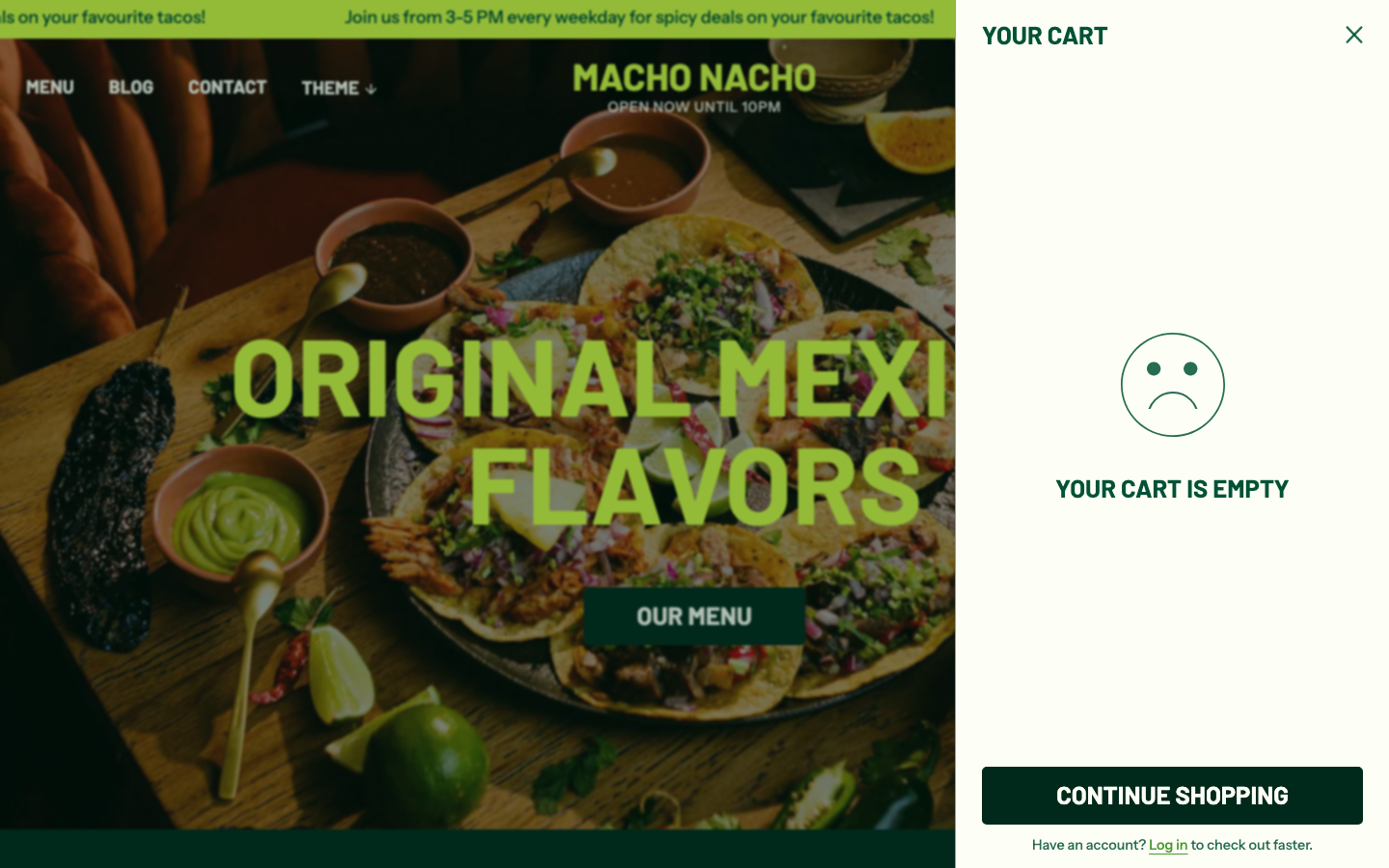 Cart → panel opened — Navi+ on the Takeout Shopify theme Cart → panel opened — Navi+ on the Takeout Shopify theme