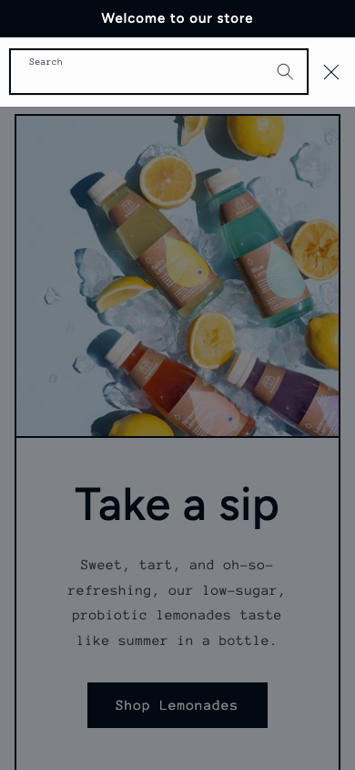 Search → panel opened — Navi+ on the Taste Shopify theme