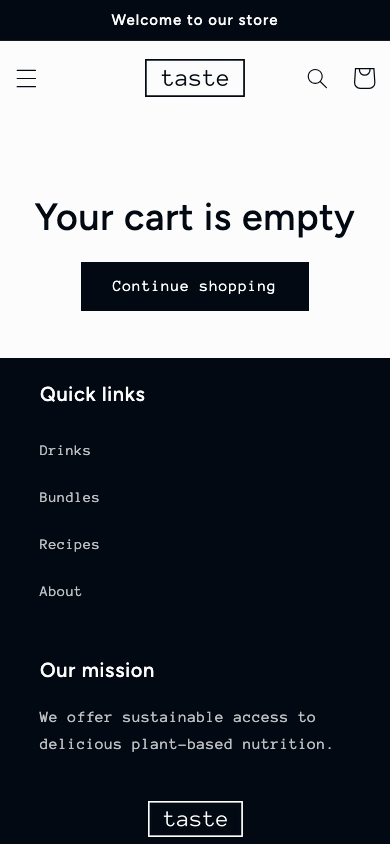 Cart → panel opened — Navi+ on the Taste Shopify theme
