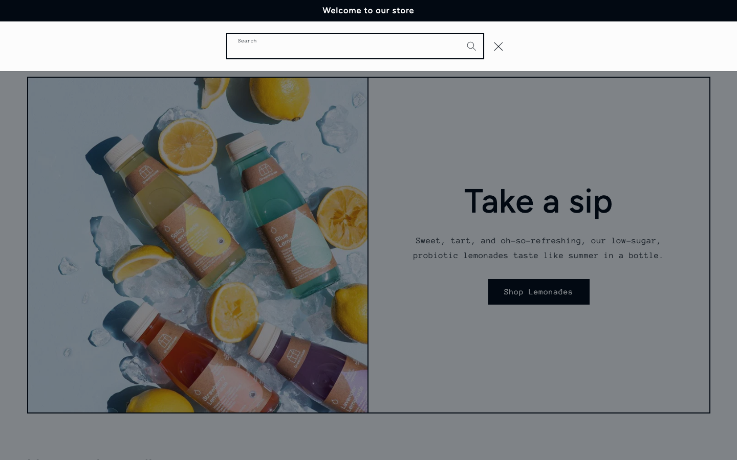 Search → panel opened — Navi+ on the Taste Shopify theme