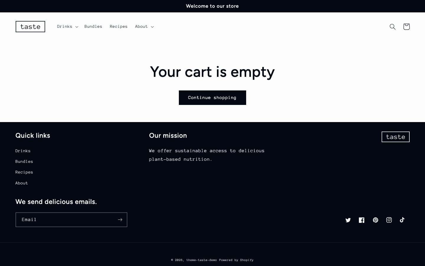 Cart → panel opened — Navi+ on the Taste Shopify theme