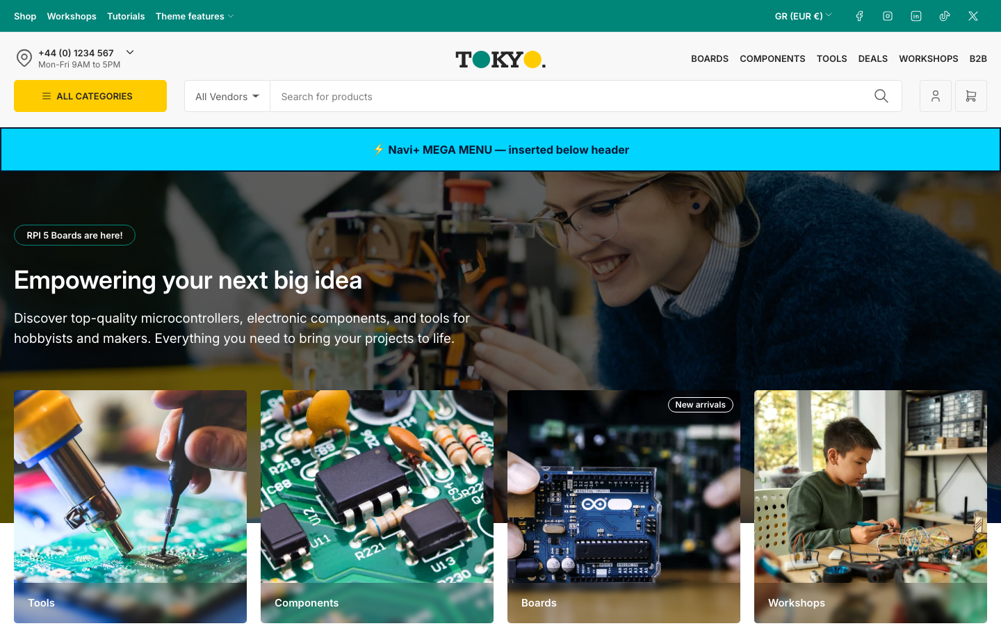 Menu inserted below header — Navi+ on the Tokyo Shopify theme Menu inserted below header — Navi+ on the Tokyo Shopify theme