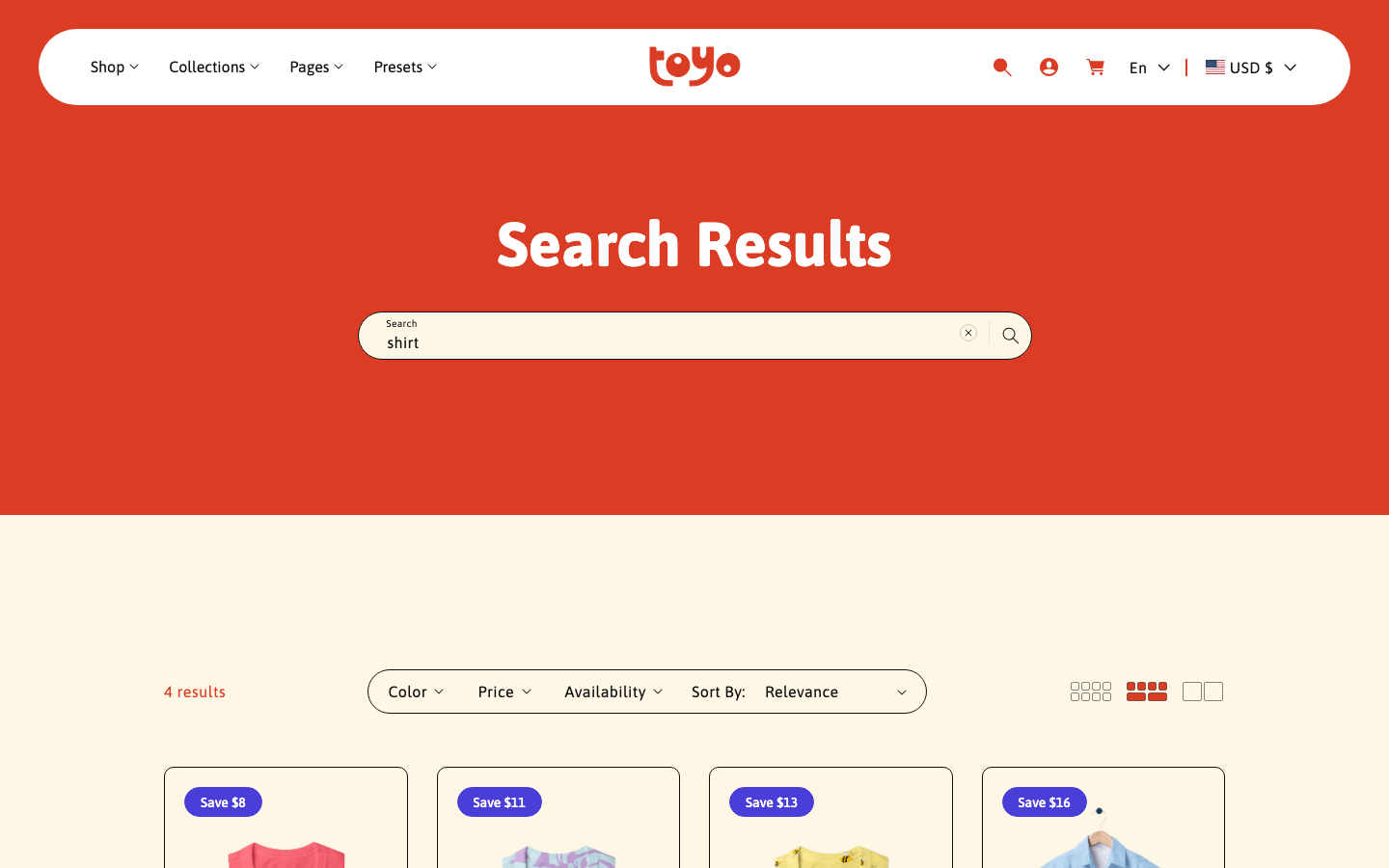 Search → panel opened — Navi+ on the Toyo Shopify theme Search → panel opened — Navi+ on the Toyo Shopify theme