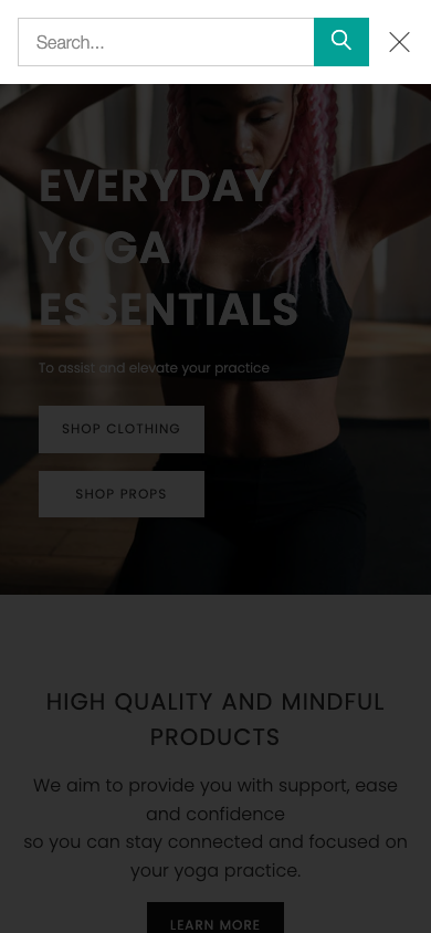 Search → panel opened — Navi+ on the Turbo Shopify theme