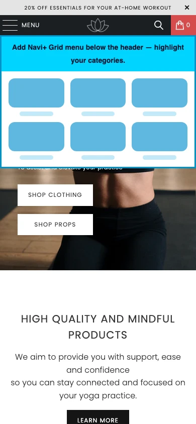 Navi+ Grid Menu on the Turbo Shopify theme Navi+ Grid Menu on the Turbo Shopify theme