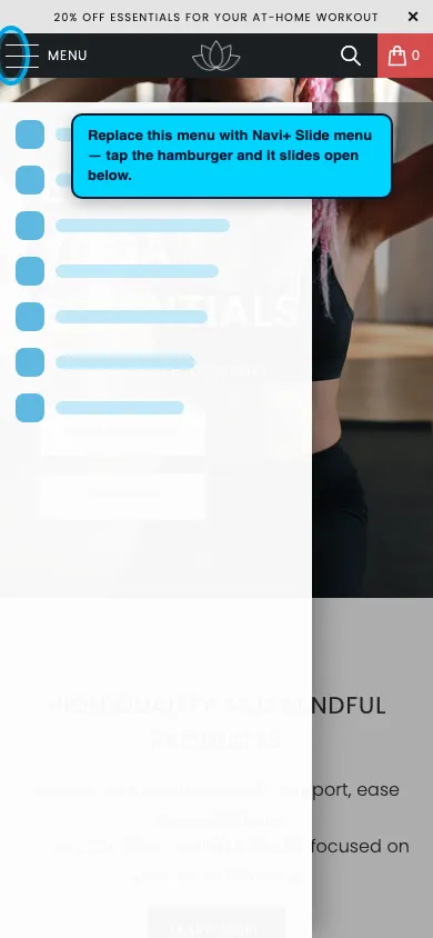 Navi+ Slide Menu on the Turbo Shopify theme Navi+ Slide Menu on the Turbo Shopify theme