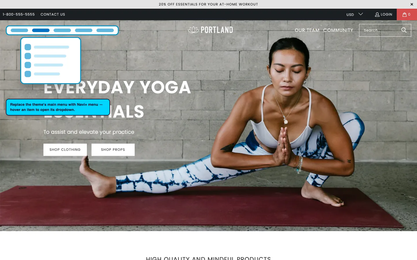 Navi+ Mega Menu replacing the desktop menu on the Turbo Shopify theme
