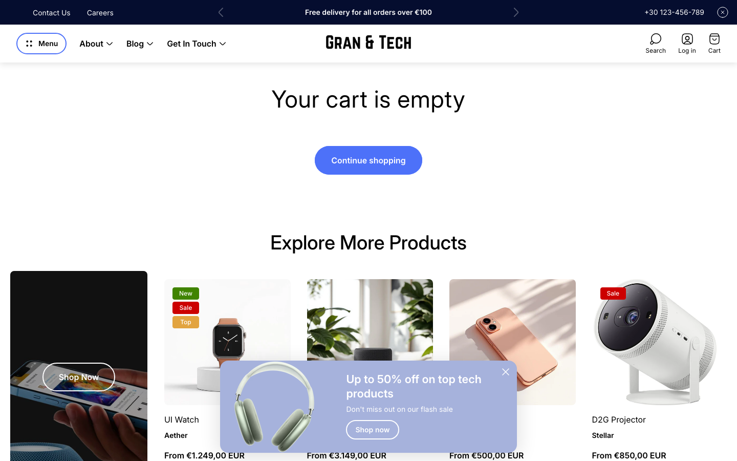 Cart → panel opened — Navi+ on the Ultra Shopify theme