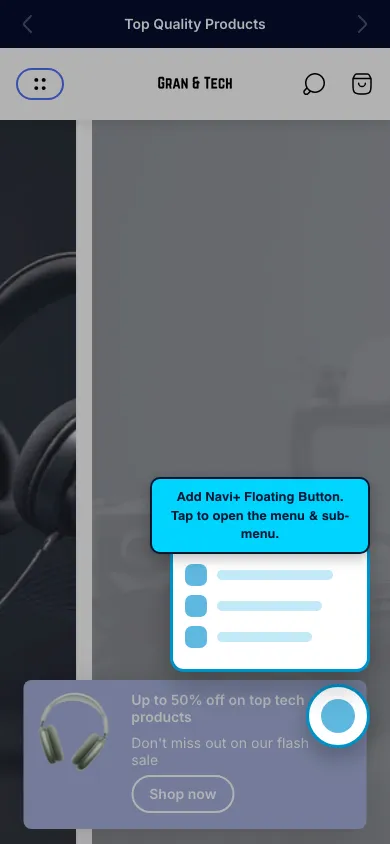 Navi+ FAB on the Ultra Shopify theme Navi+ FAB on the Ultra Shopify theme