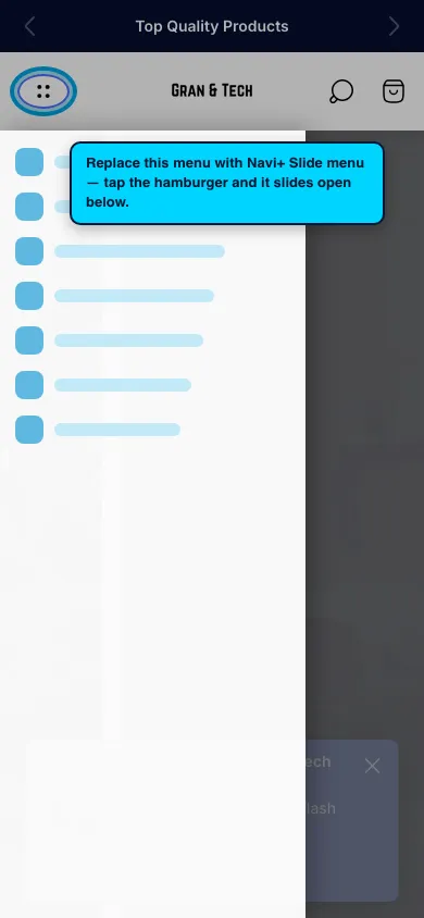 Navi+ Slide Menu on the Ultra Shopify theme Navi+ Slide Menu on the Ultra Shopify theme