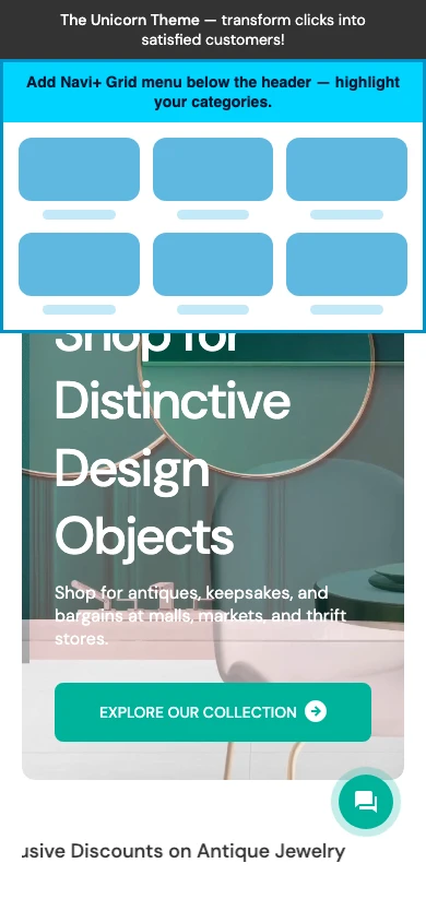 Navi+ Grid Menu on the Unicorn Shopify theme Navi+ Grid Menu on the Unicorn Shopify theme