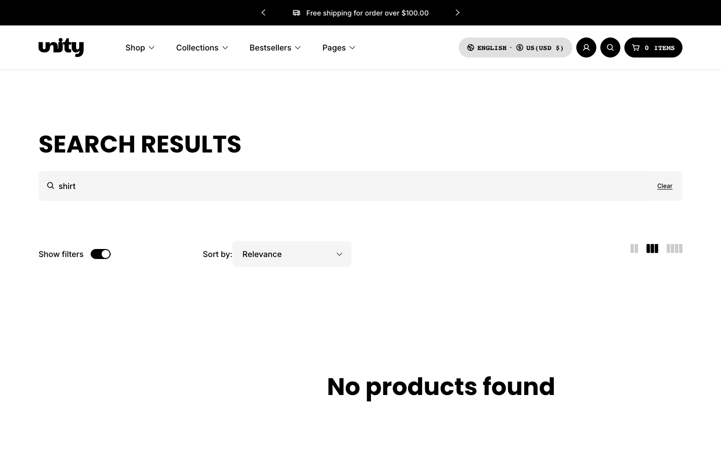 Search → panel opened — Navi+ on the Unity Shopify theme Search → panel opened — Navi+ on the Unity Shopify theme